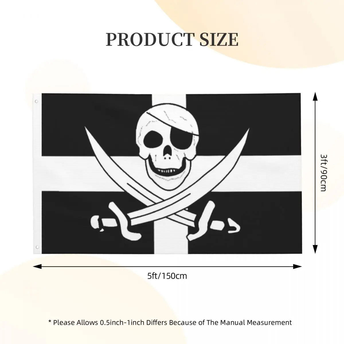 Cornwall Kernow Pirate Flag Decor 3x5FTModern With Metal Grommets Vibrant Colors Flowy