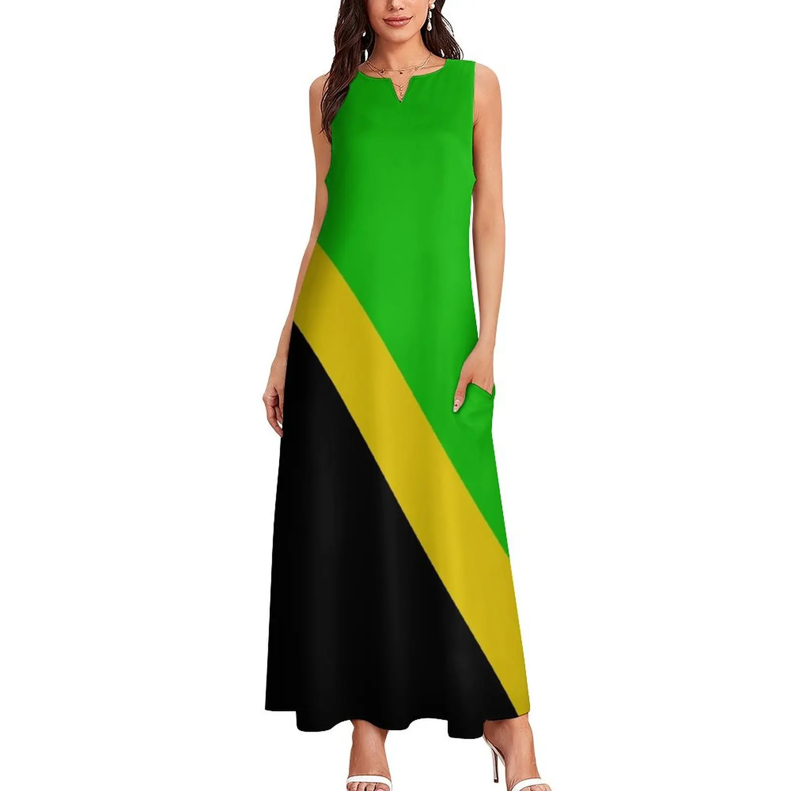 WG jamaican flag concept Long Dress summer dresses ladies 2025 summer dress women 2025 evening dresses women