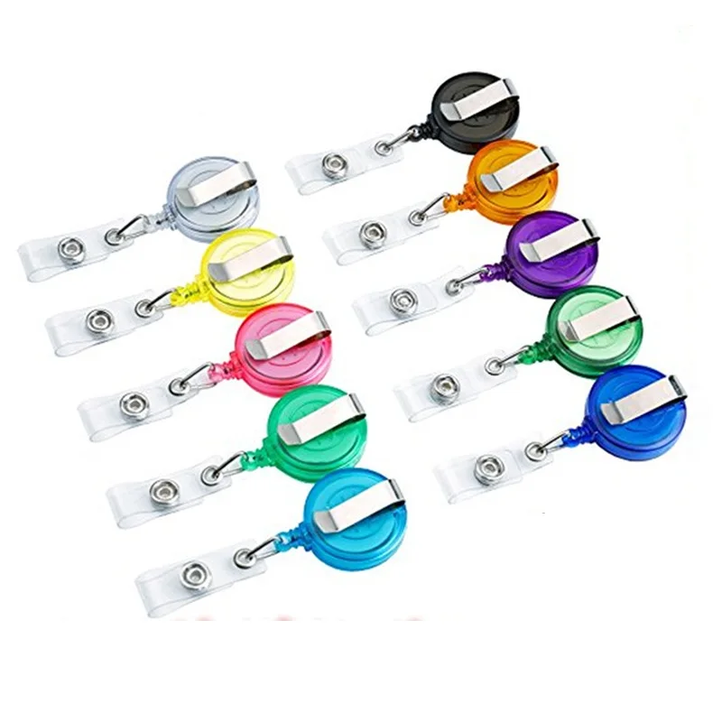 500Pcs/Lot Reels Retractable Badge ID card Holder Clip ID Solid Wholesale