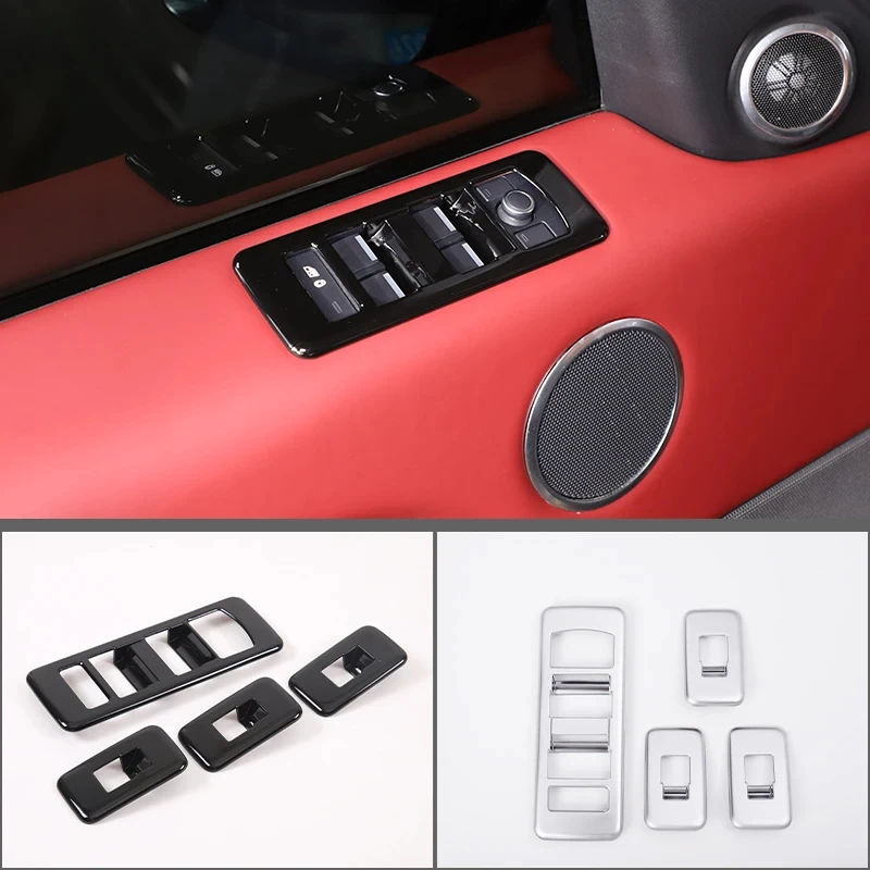 

For Land Rover Range Rover Sport 2014-2017 ABS Black Car Window Glass Lift Buttons Frame Trim Sticker Interior Accessories