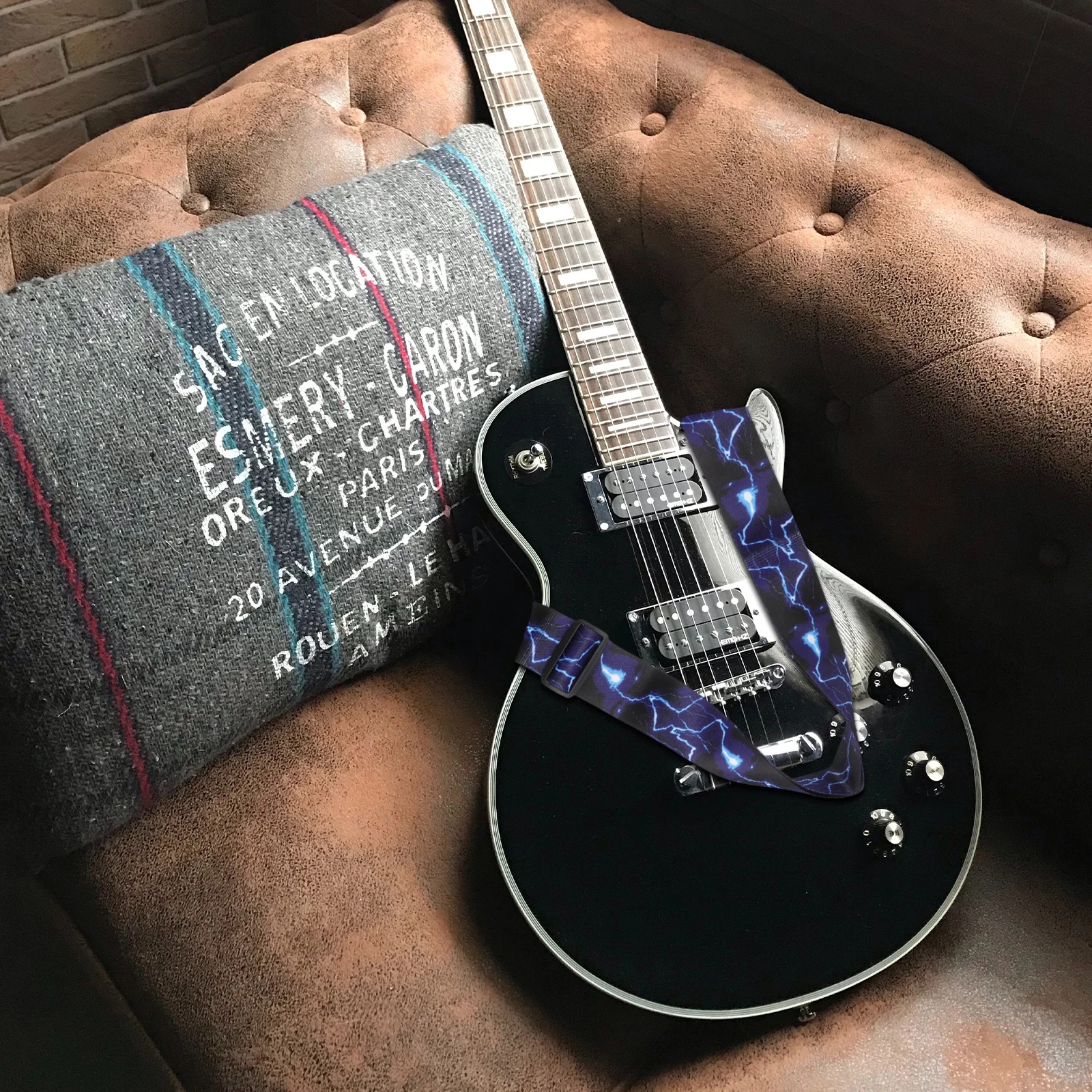 

Guitar Strap Soft Electric with End Accessories Bass Acoustic Flames to Weave Child