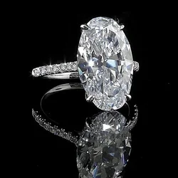 Fashion Exquisite 100% Original 925 Silver Diamond Rings For Women High Quality Luxury 4ct Oval Stone Wedding Rings Jewelry gift