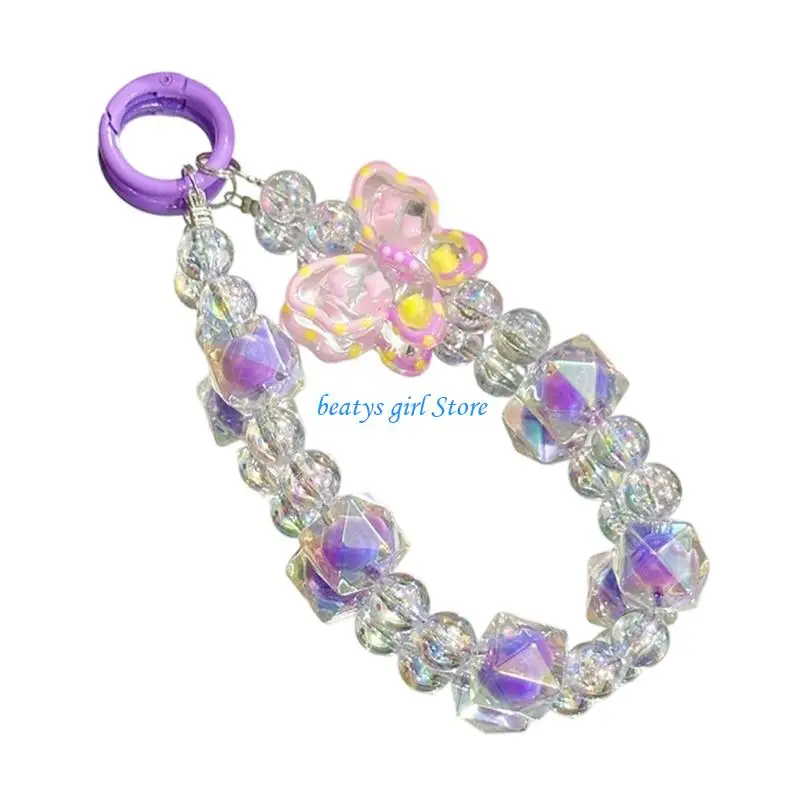 C7AB Decorative Beaded Phone Chain Keychain For Mobile Light weight Accessory