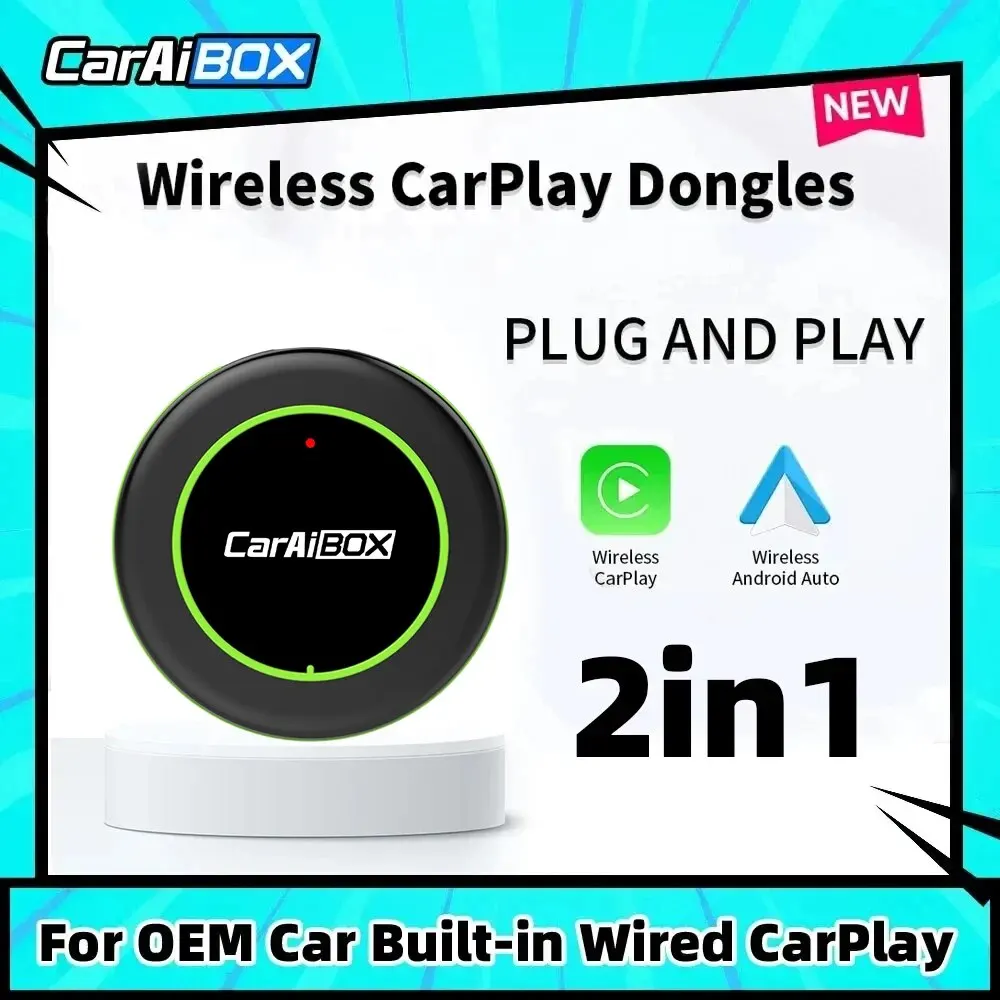 CarAIBOX 2in1 Wireless CarPlay&Wireless Android Auto Dongle Wired To Wireless For Car with Wired CarPlay / Wired Android Auto