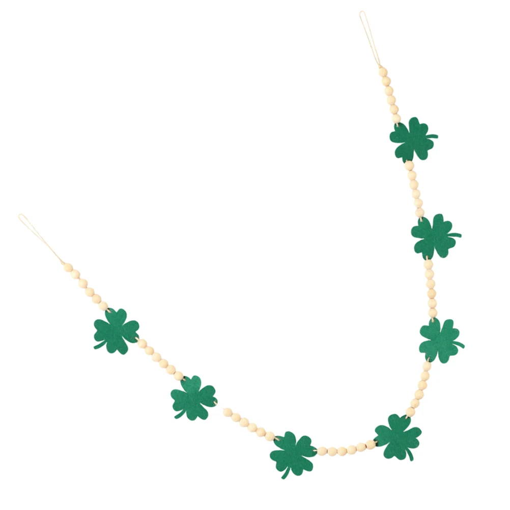 

Four Leaf Clover Hemp Rope Bead DIY Wall Hanging Home Decor St Patrick Day Wooden Beads Kitchen Table Crafts