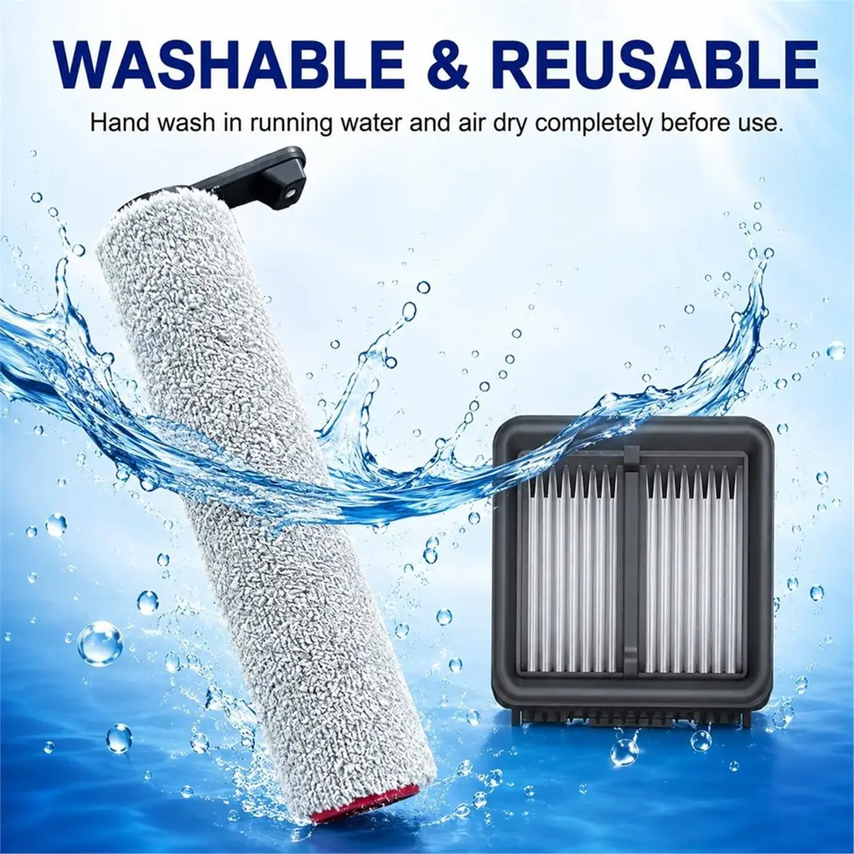 Replacement Parts for Steam/Aero Ultra Steam Wet Dry Vacuum Floor Washer, 2 Roller Brush & 2 HEPA Filter