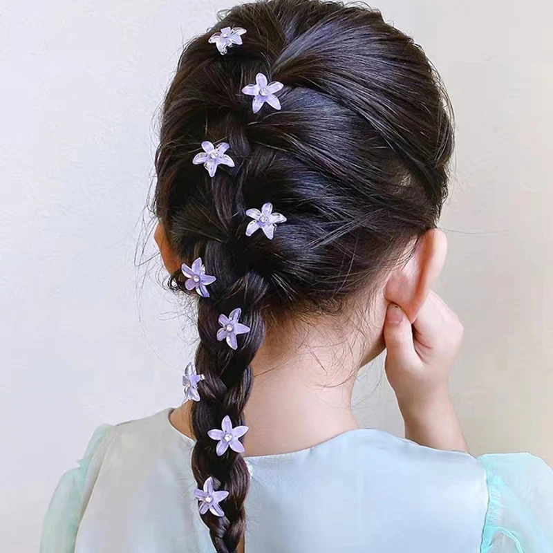 10Pcs Cute Fashion Braided Small Flower Hairpin For Women Girls Everyday Styling Mini Hair Claw Headdress Hair Accessories