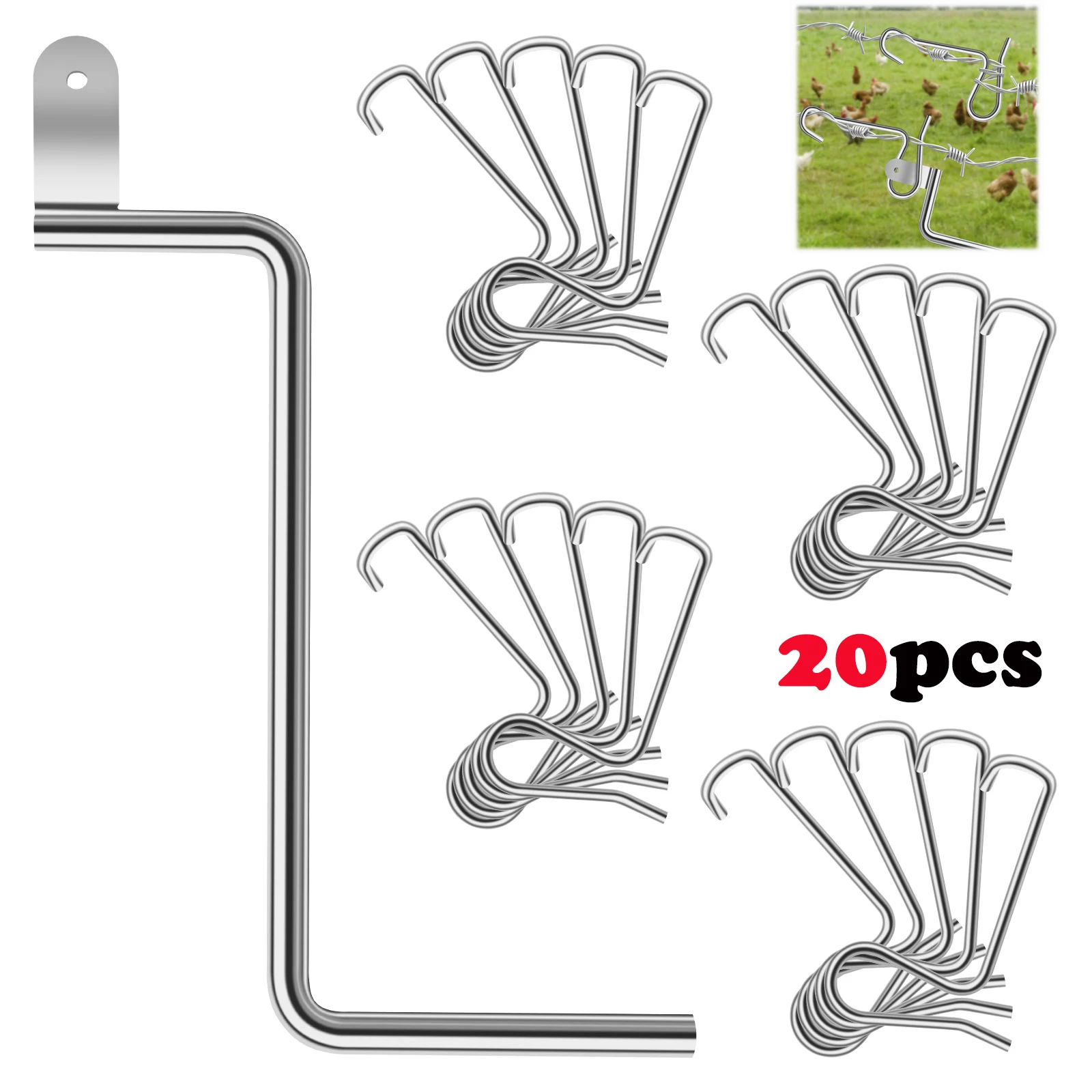 

20PCS Fence Wire Tightener with Tighteners Handle Stainless Steel Wire Fence Tools Wire Tensioner Tool for Wire Fence Farm Garde