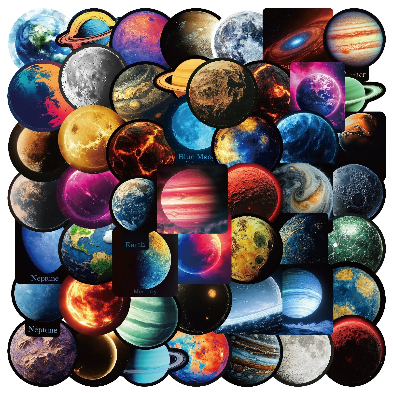 

50PCS Mysterious Universe Cartoon Stickers Star Planet Graffiti DIY Fridge Luggage Laptop Phone Guitar Car Bike Skateboard Gifts