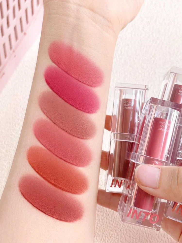 INTO YOU Matte Waterproof Velvet Nude Lipstick Red 6 Colors Makeup Long Lasting Profissional Cosmetics for Women Lip Gloss