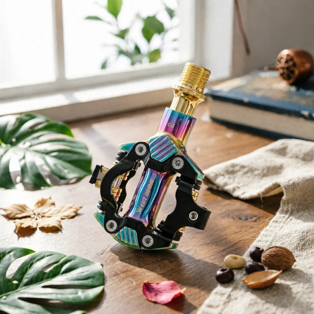 Clipless Pedals with Cleats Iridescent Clipless Pedals Non-Slip Stable for Mountain Bikers, Trail Riding
