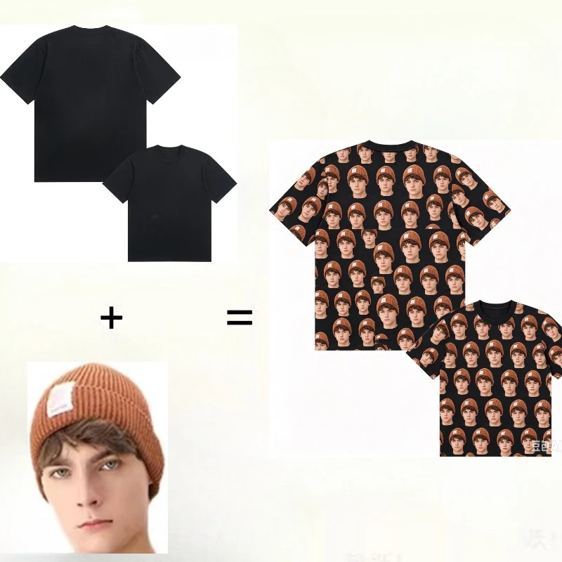Customized spoof of a friend's head pattern T-shirt as a birthday gift, short-sleeved round-neck style - view 3