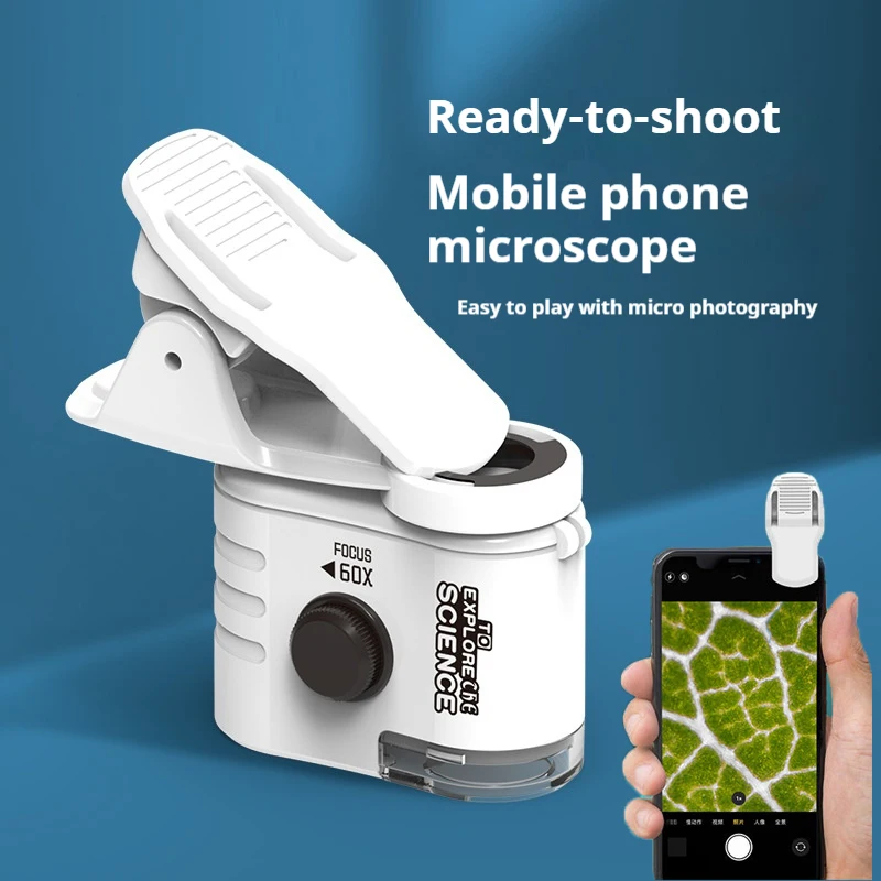 Mobile Phone Microscope Magnifying Glass CellPhone Camera Video 60 Times Mini Portable High Magnification Microscope with Clip