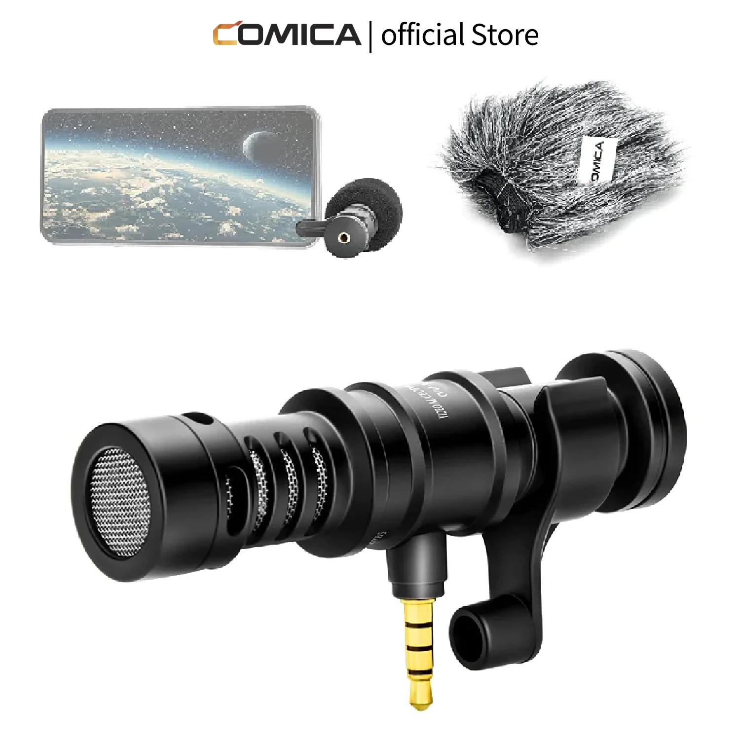 CVM-VS08 Microphone for Smartphones, Cardioid Directional Shotgun Camera Microphone, Vlogging Mic for Samsung, iOS Android