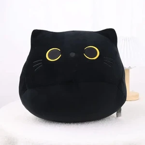 Kawaii Black Cat Soft Plush Pillow for kids, adorable doll toys, bedroom decoration, boys, girls, friends, high quality, 2 sizes 6 Main Sales Black Cat - №3
