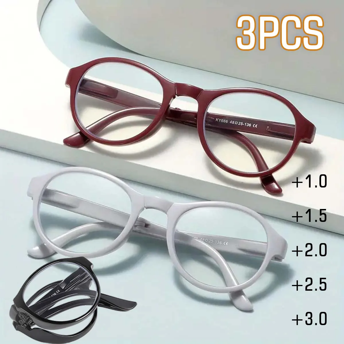 Lesebrille, tragbare Lesebrille, Presbyopie-Brille, blaues Licht blockierende Faltbrille