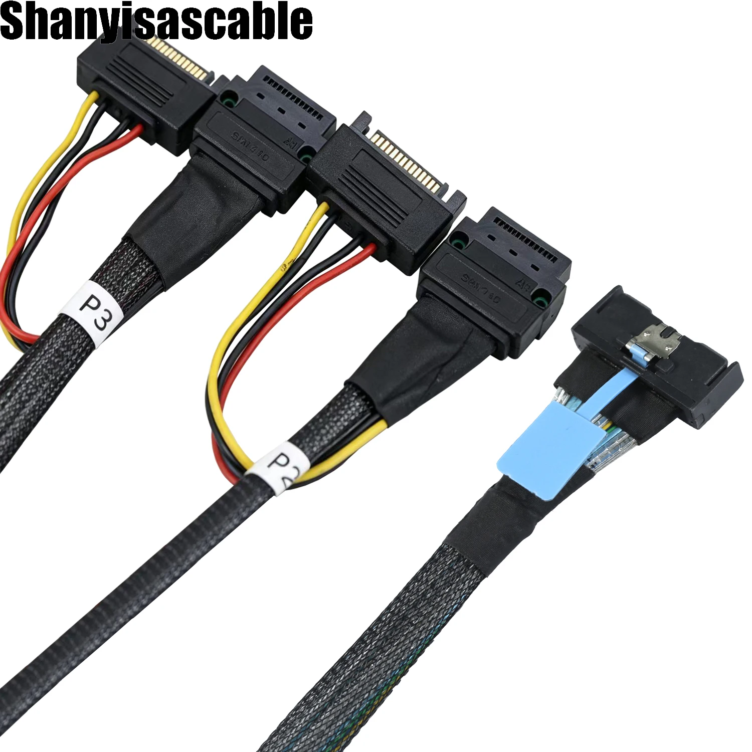 MCIO 8i to Dual GEN-Z 1C 56 Pin Female Locating Screw Holes High-Speed Server Cable with 15 Pin SATA  Power Supply cable