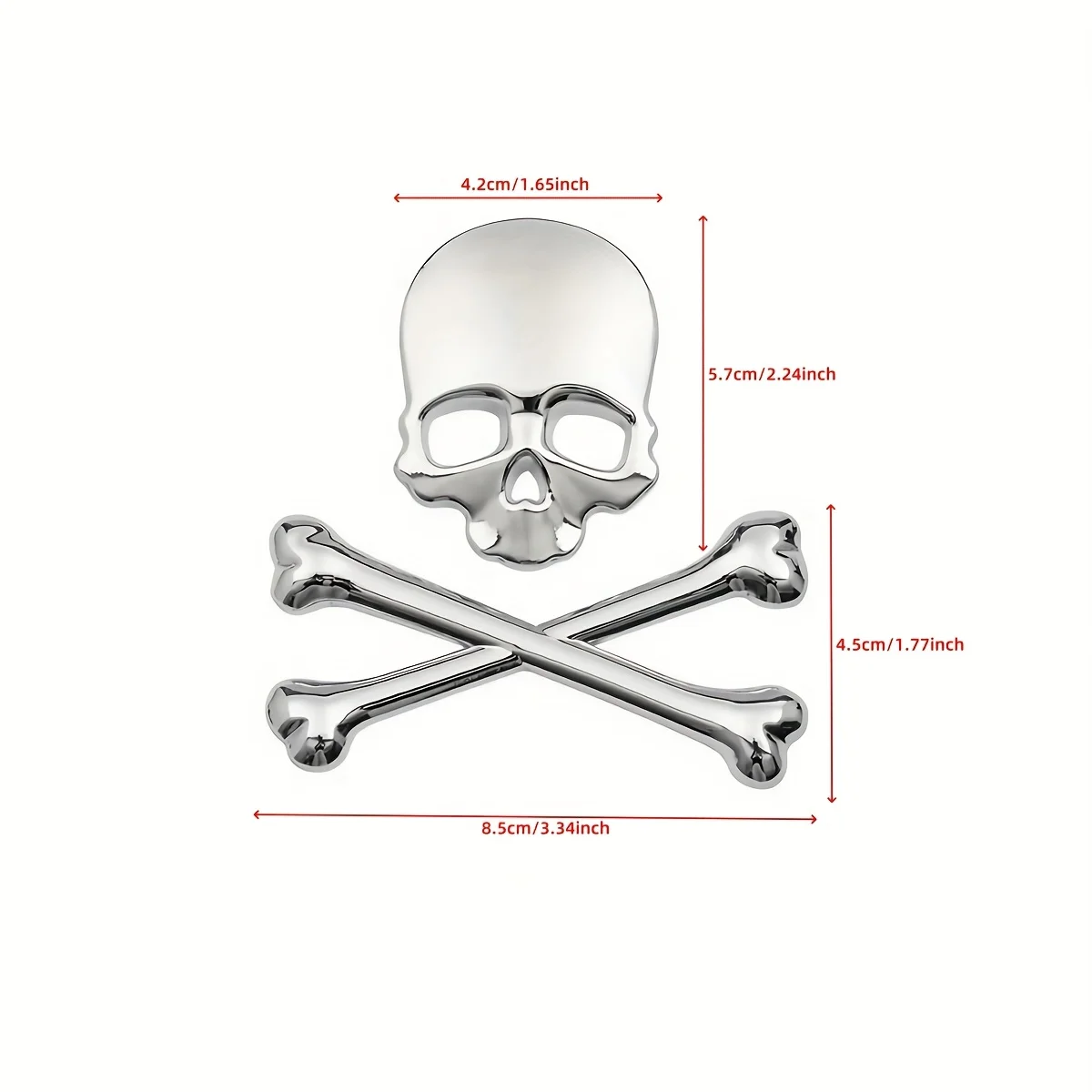 1pc Car Motorcycle 3D Metal Skull Badge Sticker Emblem Universal Fit for Fenders and Engine Covers, Suitable for Bikes, Bobbers image 2