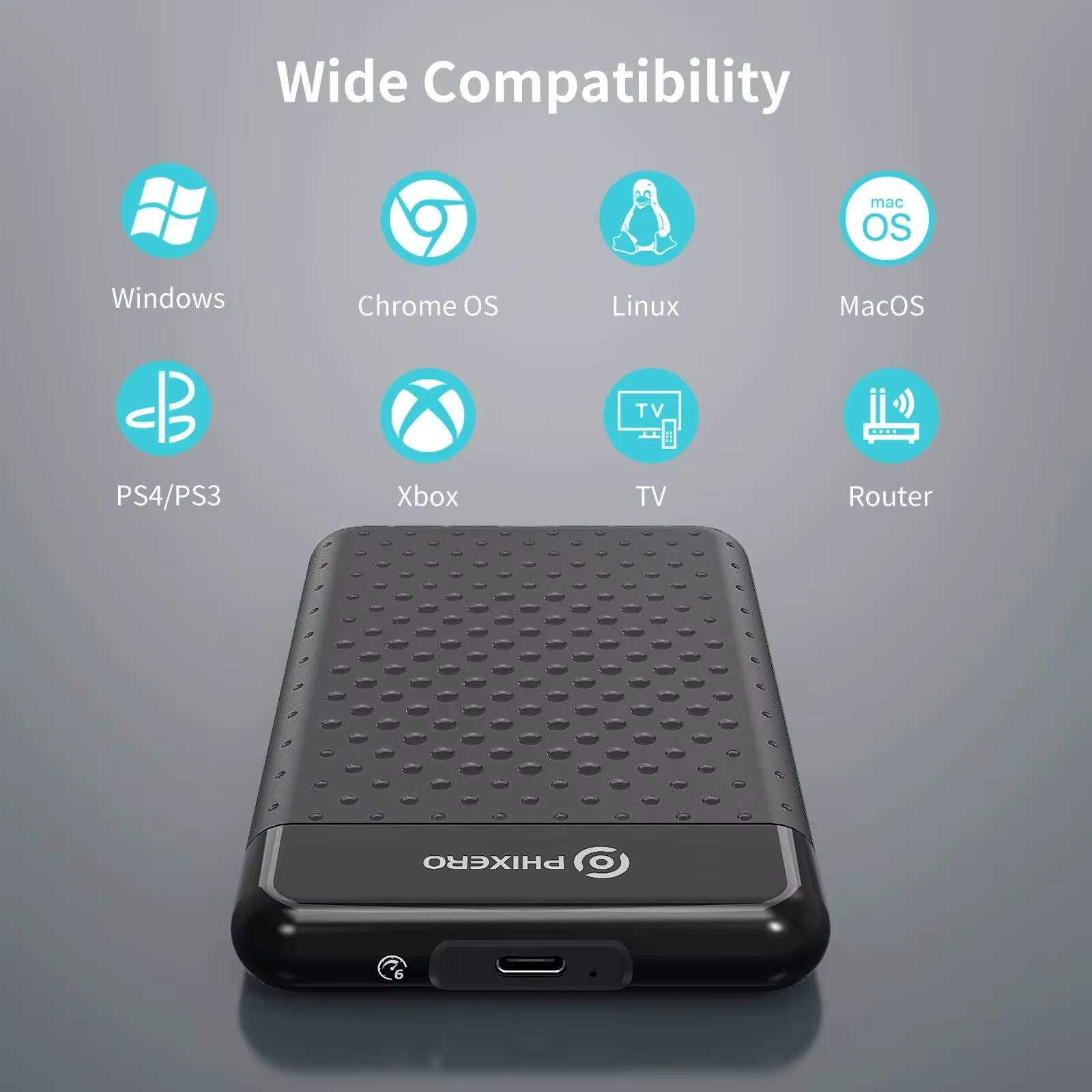 PHIXERO 2.5 Inch External Storage HDD Case USB 3.0 Type-C 6Gbps SATA NVMe HDD SSD Hard Drive Enclosure for PC Laptop Smartphone