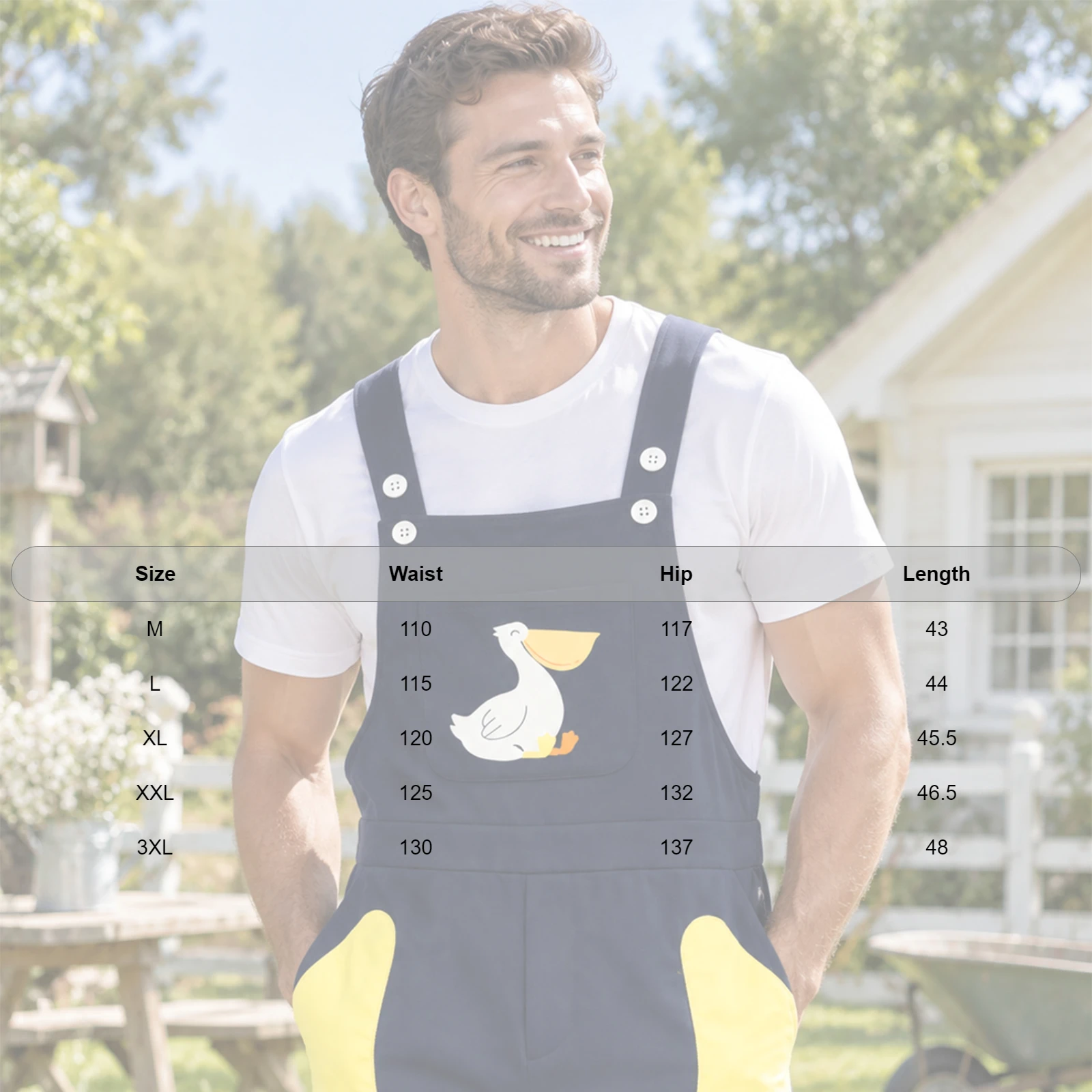 Men Cute Duck Print Overalls Jumpsuit Adjustable Straps Bib Shorts with Pockets for Casual Family Gathering Short Rompers Pants