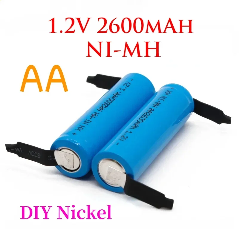 100% Original AA Akku 1,2 V 2600mah AA NiMH Batterie mit Solder Pins für DIY Elektrische Rasierer zahnbürste spielzeug