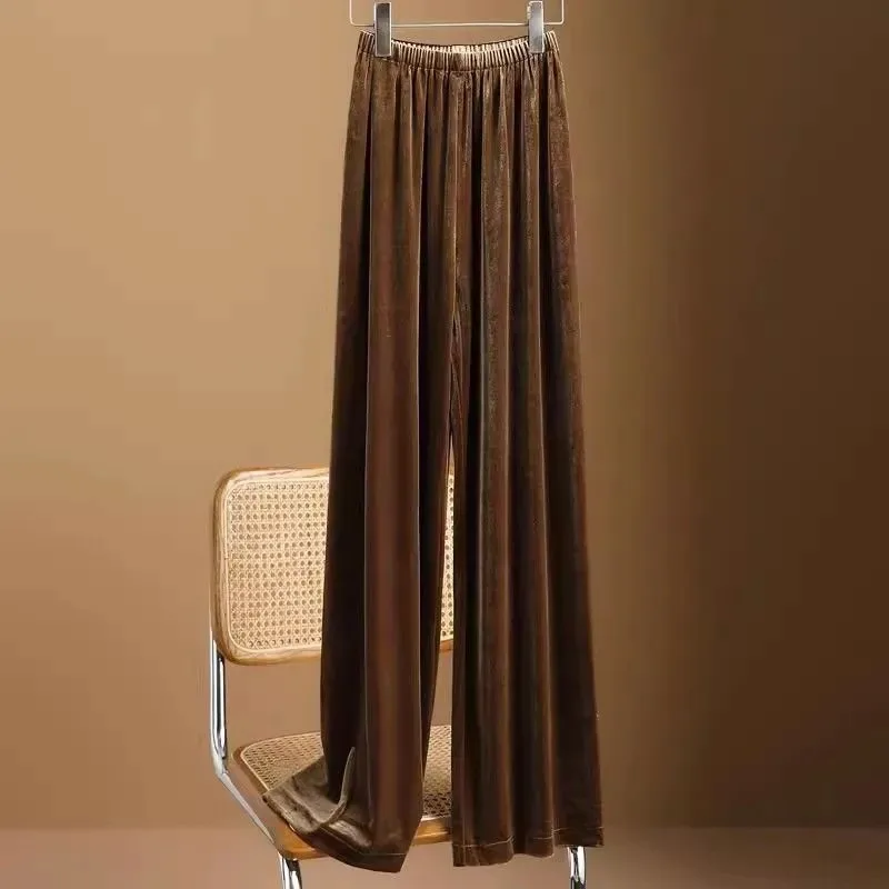 Gold Velvet Wide-leg Women's New Autumn and Winter Loose High Waist Mopping Draped Straight-leg Casual Pants XJ330