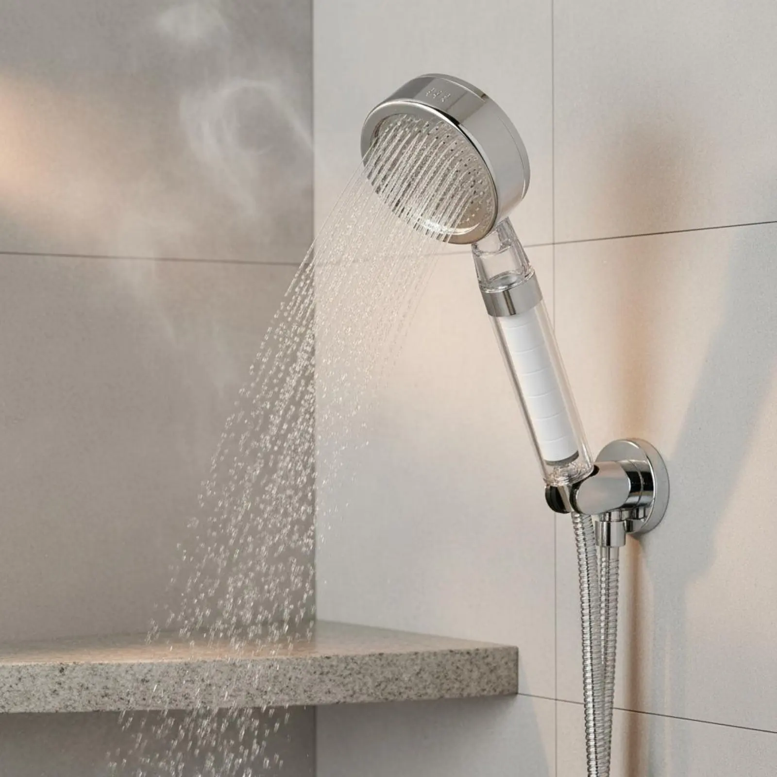 

Filtering Shower Head Multiple Spray Modes Removal Shower Spray Head 5-Stage Filtration Universal Fit for Infants, Travel