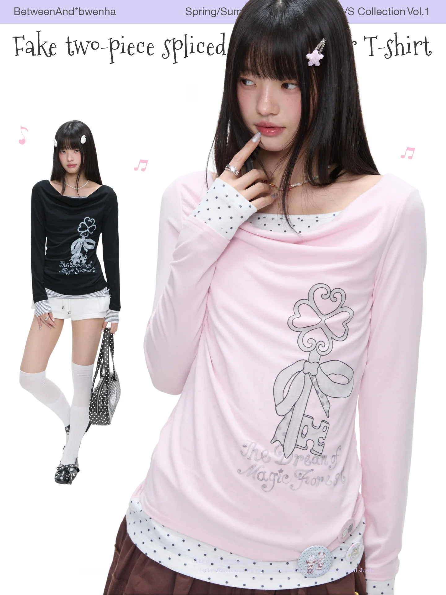 Soft Long Sleeve T-Shirt Pink Key Pure Desire Splice Design Slim Fit Women's Fashion Spring Summer Cotton Blend Elastic Fiber