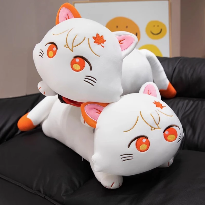 60cm genshin impacto boneca de gato de pelúcia kaedehara kazuha kawaii boneca jogo periféricos ornamentos coleção desktop exibição presente brinquedo