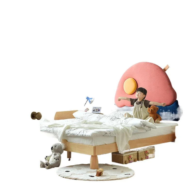 Pure beech boys and girls children's bed 1.5 meters solid wood single bed small apartment children's room princess bed