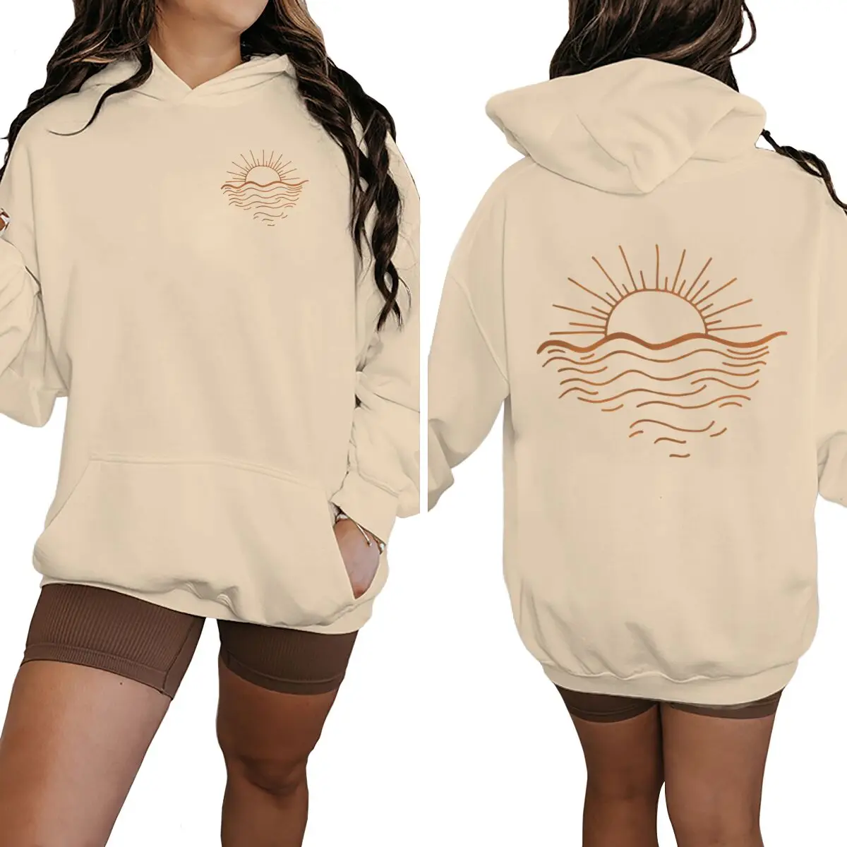 

Beach Sunset Graphic Print Hoodies Tropical Beach Graphic Print Women's Men's Clothing Beach Sunset Design Hoodie