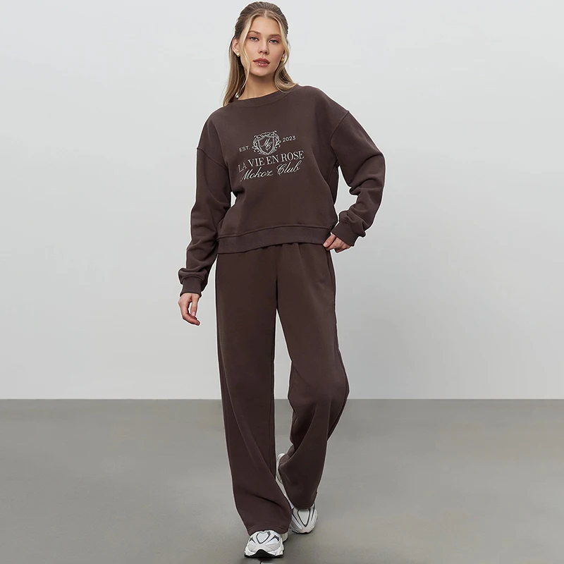 

Tornova Casual Long Pants Sweatshirt Women's Suits Fashion Embroidery Long Sleeves Pullover Loose Pants Autumn 2 Items Suits