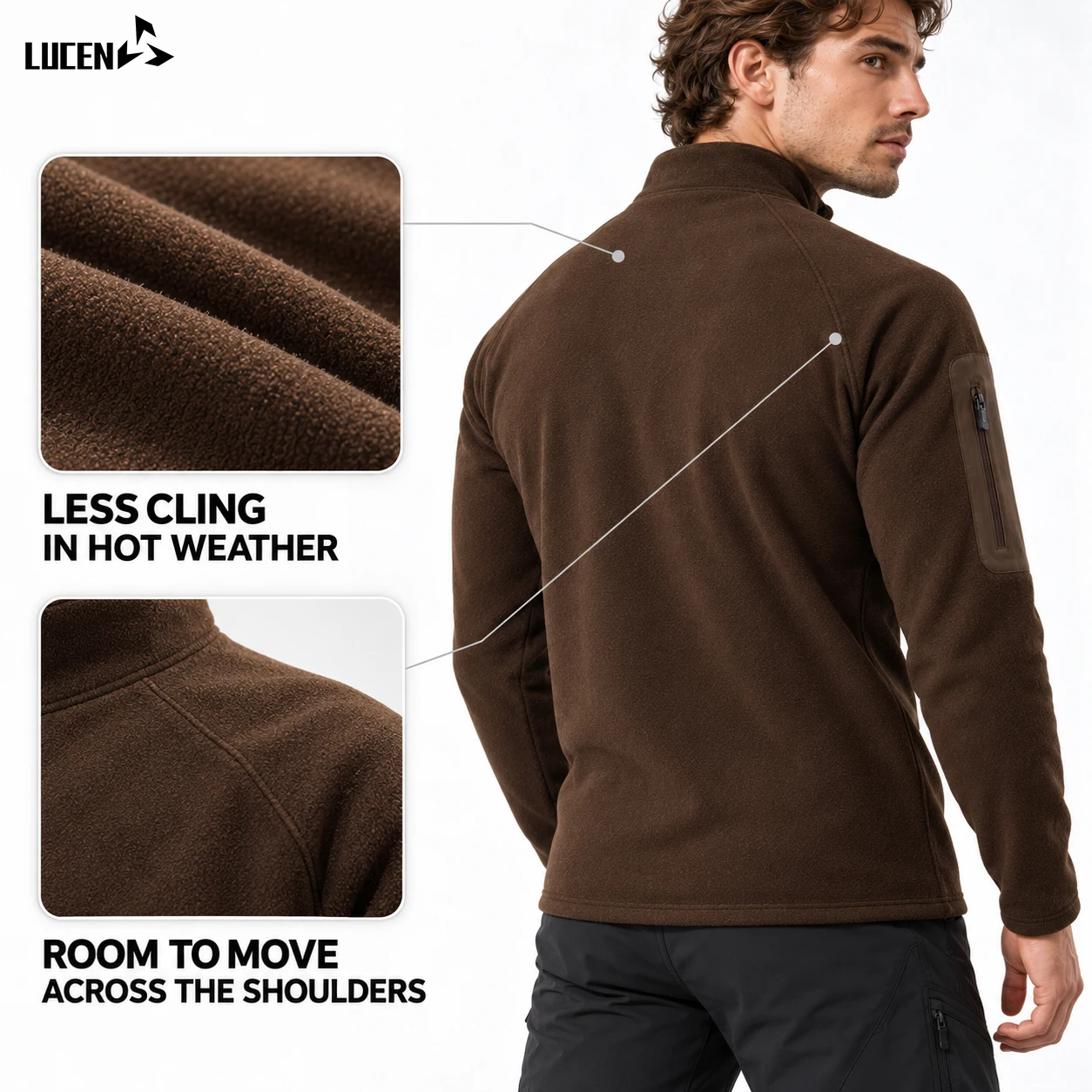 LUCEN New 2026 autumn-winter men's high-quality outdoor sports long-sleeved T-shirt running/climbing casual jacket Tops