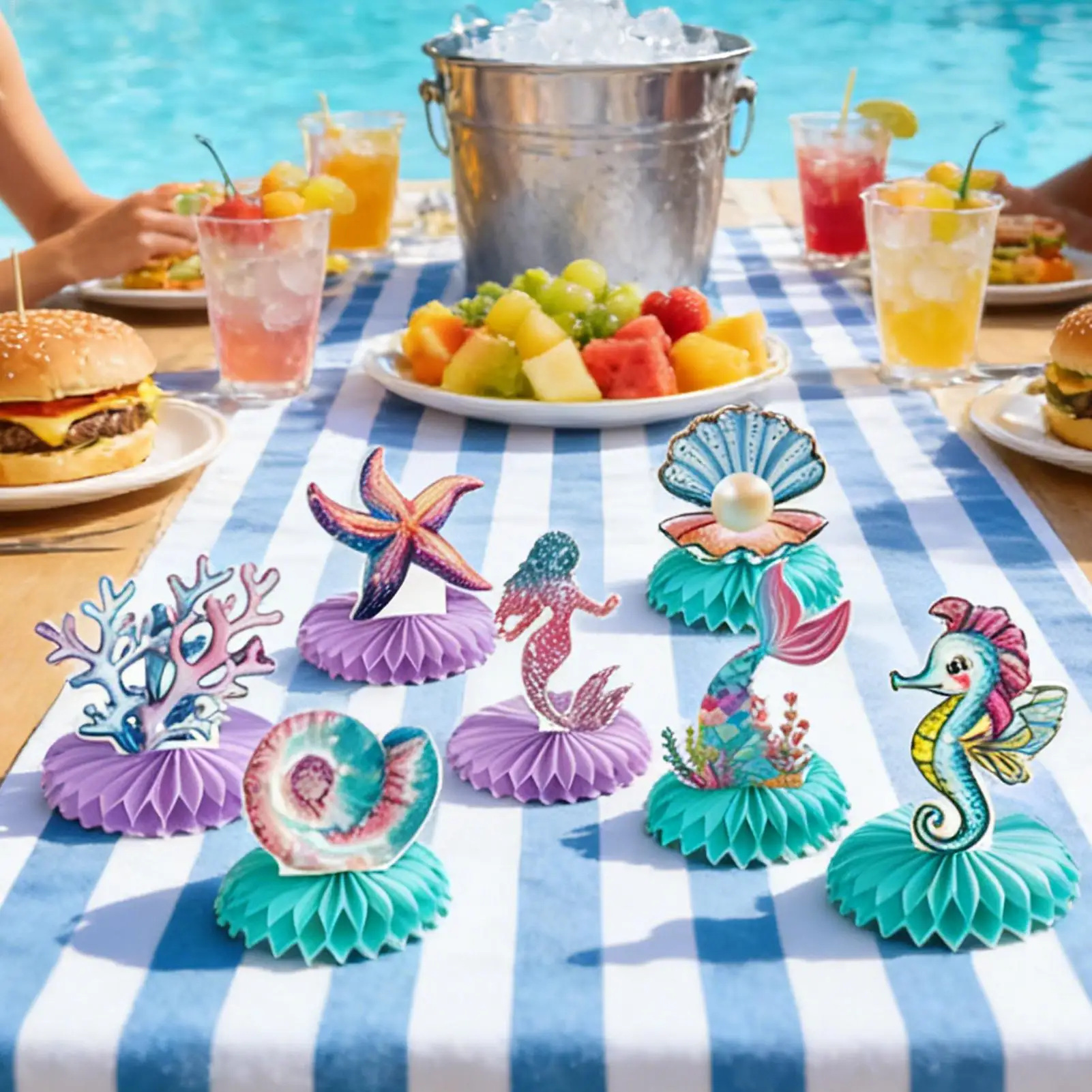 

Декоративное украшение для стола «Подводный мир»: подставка-салфетница в виде русалки, украшение для стола в морском стиле для дома, дня рождения, свадьбы, мероприятий, девичника