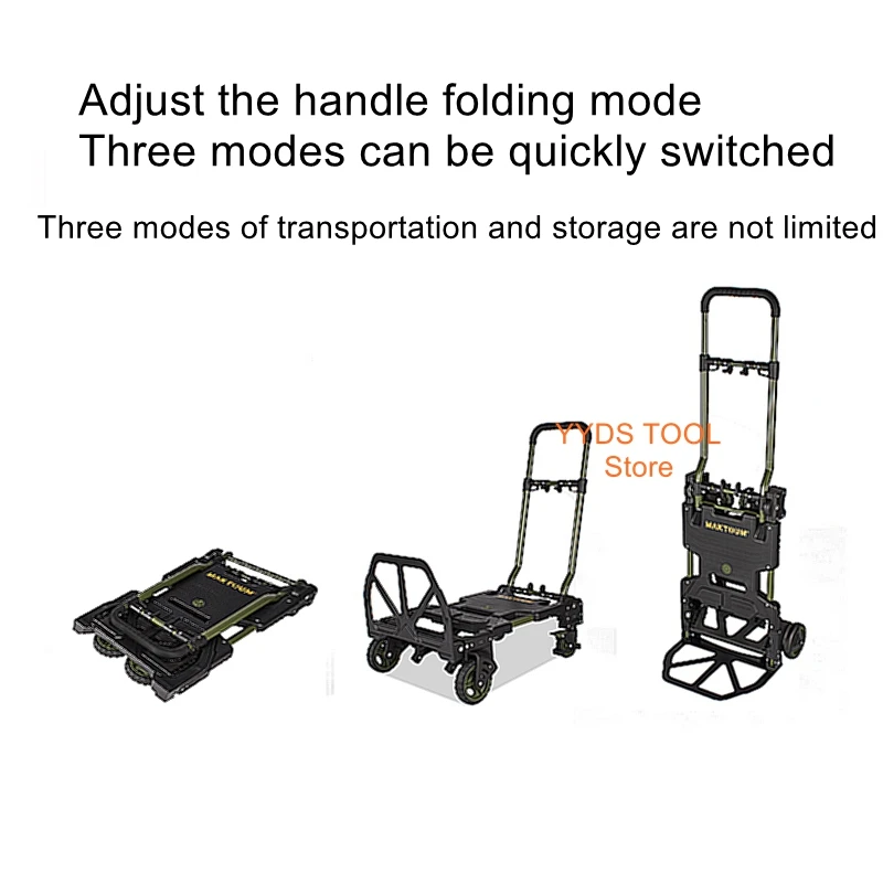 

Folding portable flatbed trolley moving trolley household mute trolley pulling goods four-wheel trailer luggage trolley