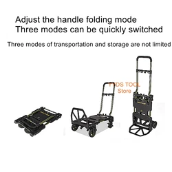 Folding portable flatbed trolley moving trolley household mute trolley pulling goods four-wheel trailer luggage trolley