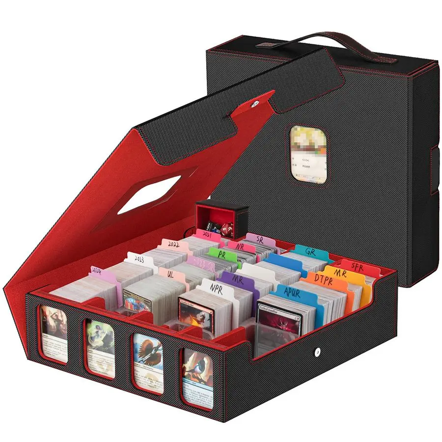 

Storage Box 3200 MTG Deck Box with 30 Colorful Divider, 4 Row Commander Trading Card Cases with Portable Handle amp Display Win