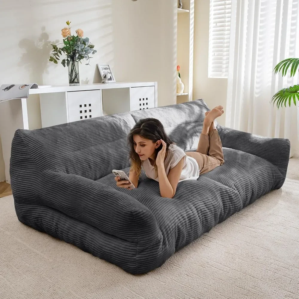 Giant Human Dog Sofa Bed, Big Comfy Floor Sofa Couch for Pet Families with Foam Chunk Supportive Mat, Corduroy Orthopedic