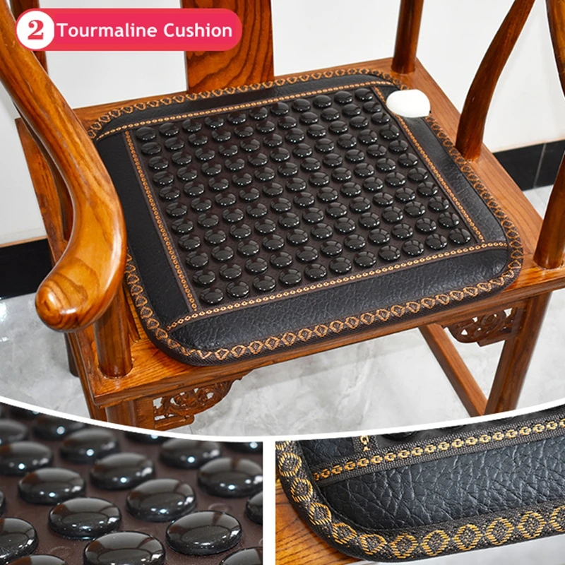 220V Natural Tourmaline Jade Stone Heating Mat Warm Therapy Massage Cushion Muscle Relax Pain Relief Health Care Seat Mat Gift