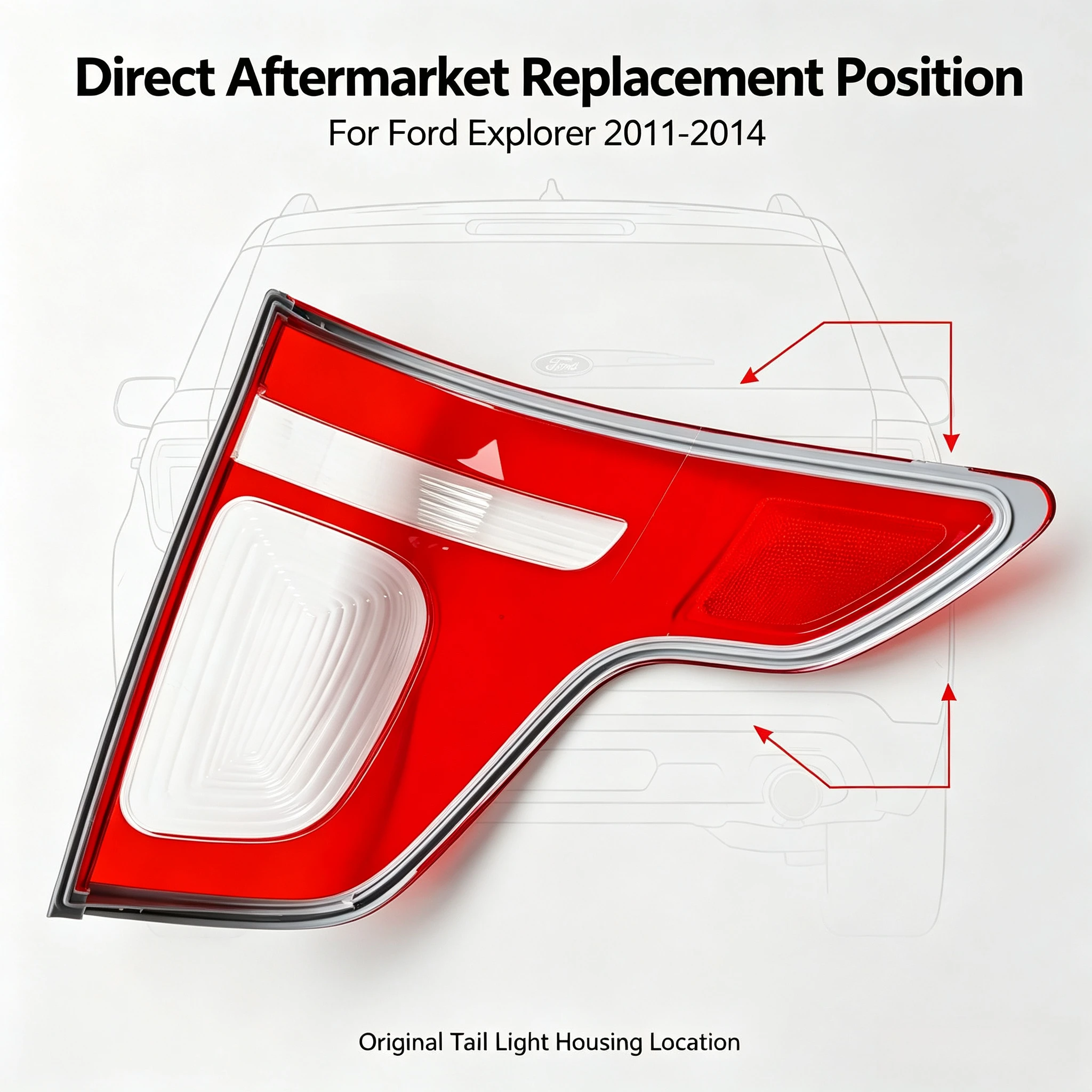 Moggic Replacement Tail Light Lens Cover Compatible With Explorer 2011 2012 2013 2014 Base Limited Sport XLT Models Left