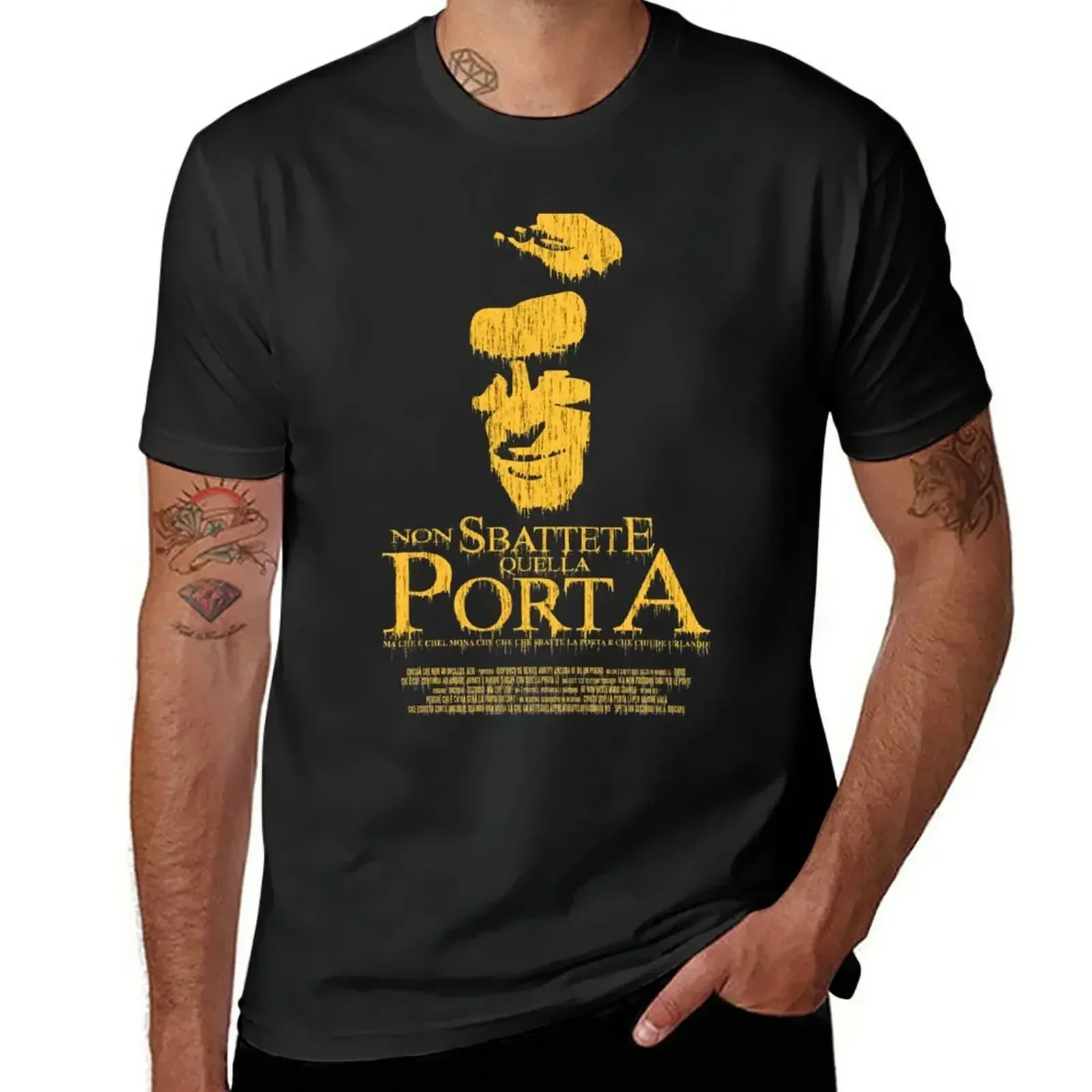 Camiseta No Sbattete Quella Porta - Germano Mosconi, camisetas negras de verano, camisetas de moda coreana para hombre, moda masculina, gran oferta