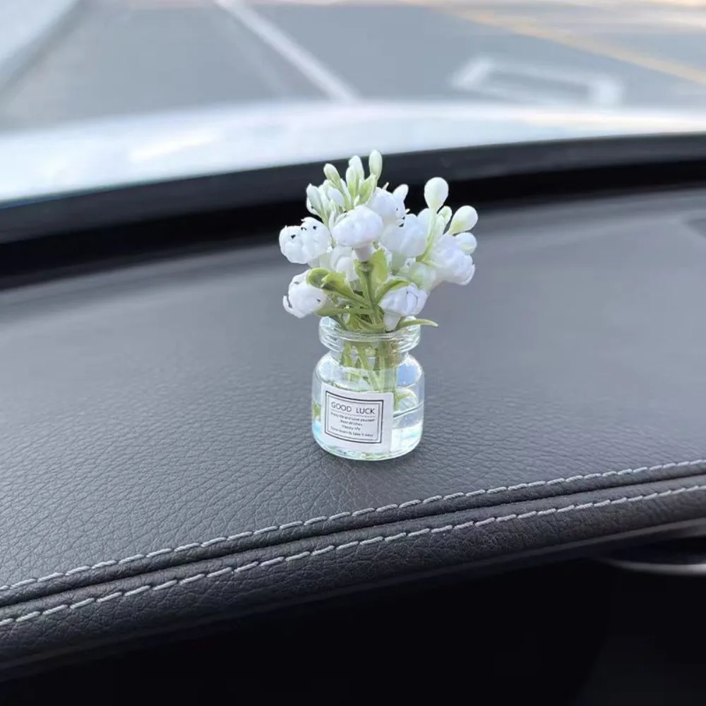 

New Babysbreath Jasmine Vase Glass Vase Mini Console Decoration Ornaments Micro Landscape Car Accessories Car Gifts