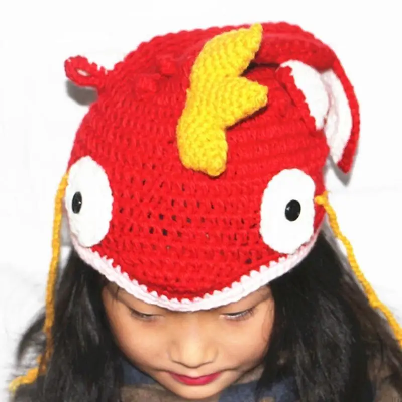 الكبار الاطفال اليدوية الكروشيه قبعة صغيرة محبوكة قبعة مضحك اللون ذهبية الكارب الحيوان مطاطا بسط قبعة الجمجمة تأثيري حفلة