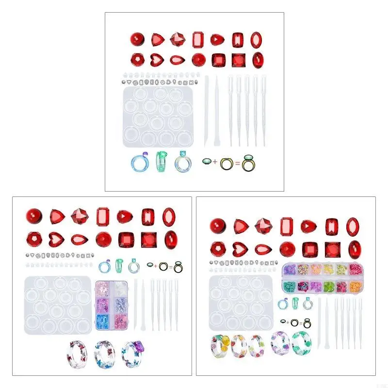 R3MC Ring Pendant Mold Epoxy Mold with Stirring Dropper Jewelry DIY Tools