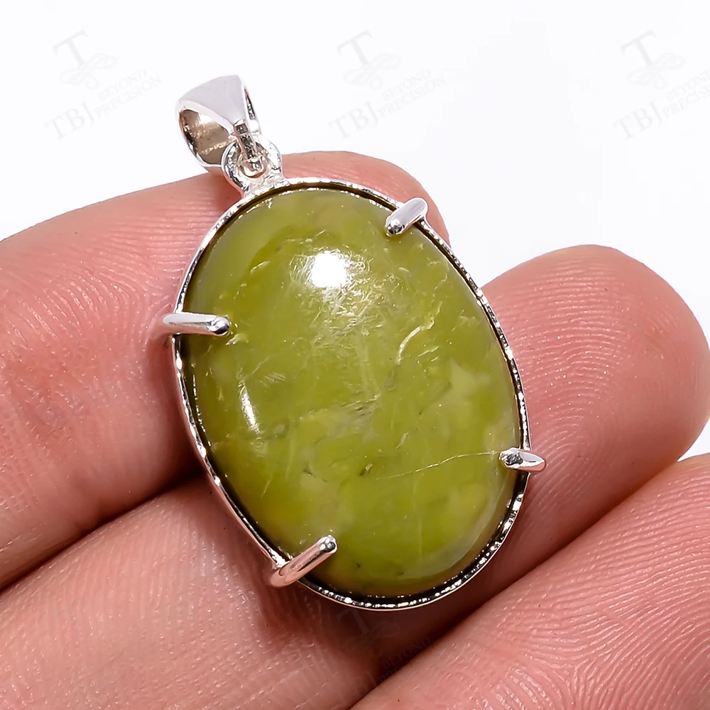 Elegant Handmade Silver Pendant for Women Natural Canadian Jade March Birthstone Mind Gemstone Fine Jewelry for Festival Gift