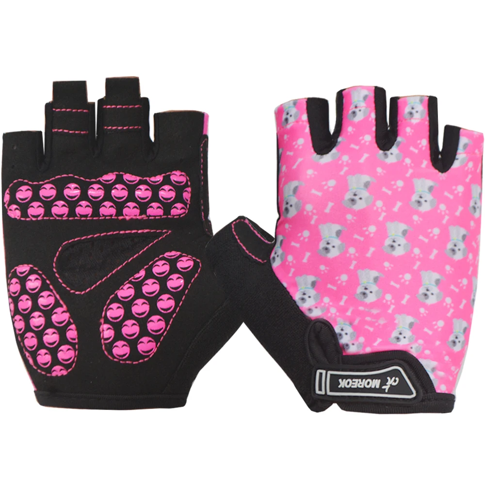 MOREOK Kids Gloves 3MM Pads Monkey-bar Gloves Half Finger Children Cycling Gloves Child Balance Bike Bicycle Gloves boys Girls
