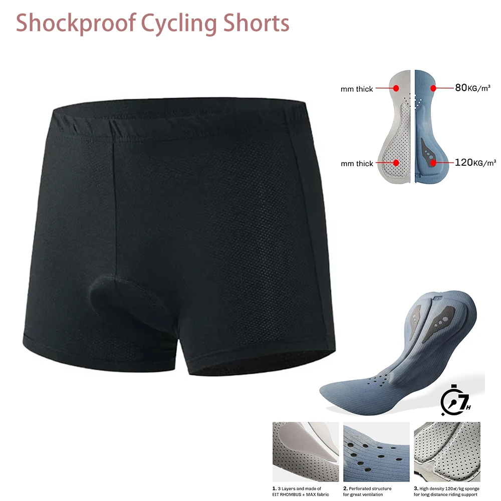 Raudax Unisex stoßfeste Radhose, enge Fahrrad-Slips, bequeme Fahrradunterwäsche mit Schwammpolsterung für Männer und Frauen 3