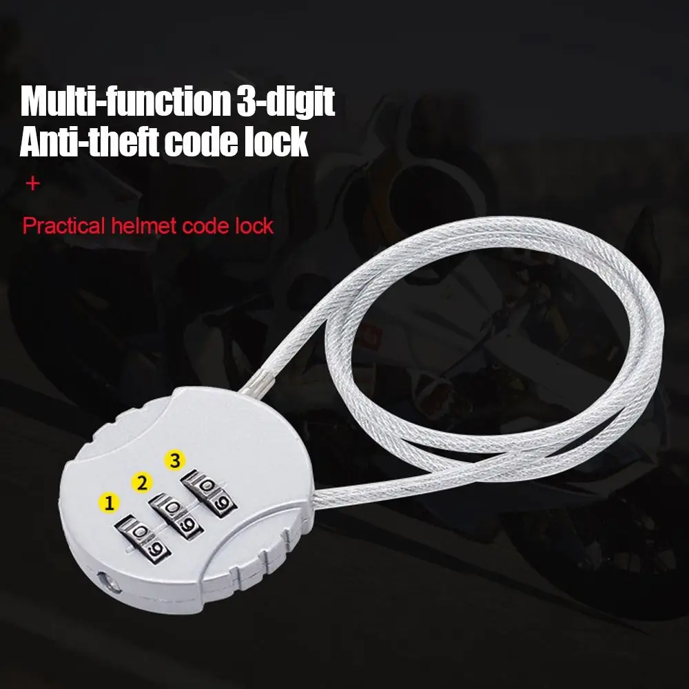 New Zinc Alloy Password Motorcycle Helmet Lock Smart Combination Lock Code Security Lock Wire Rope Padlock Digit Padlock