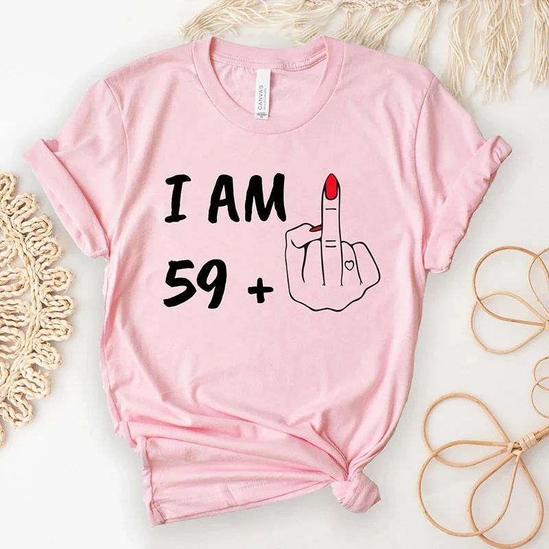 Sono 59 Plus 60 anni festa di compleanno T-Shirt donna 60th Graphic Tee T-Shirt manica corta in cotone donna donna fidanzata regalo