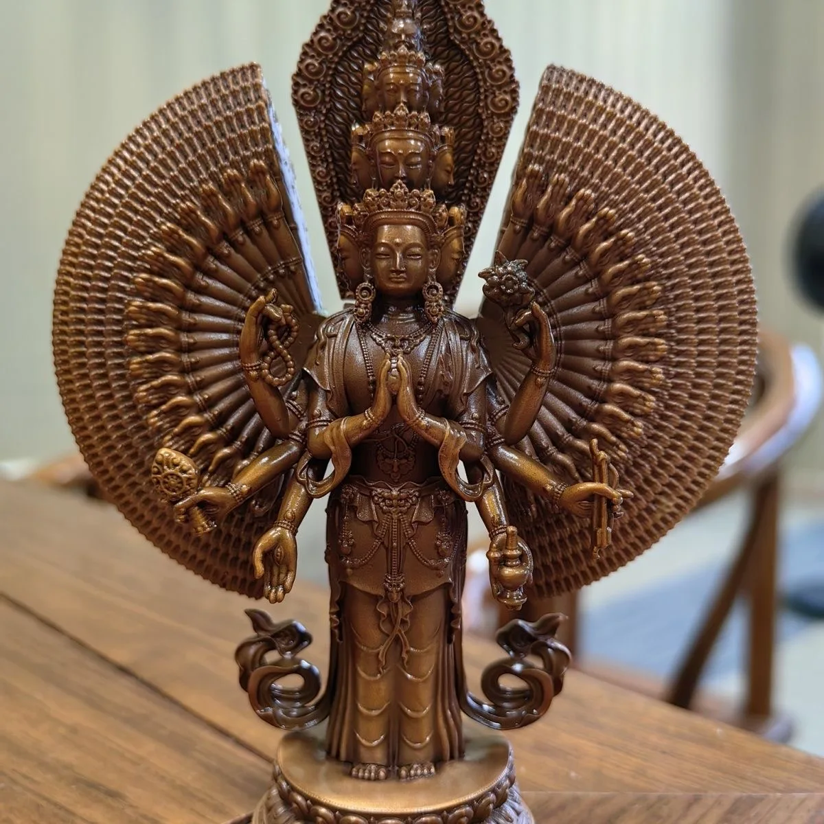 Special Offer Red Copper Thousand-hand Guanyin buddha statue Nepal Tibet Kwan-yin Avalokitesvara sculpture